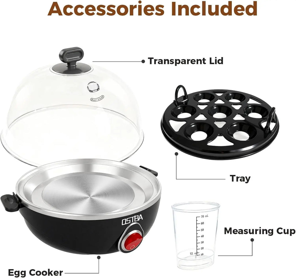 Electric 7-Egg Cooker with Auto Shutoff – Black