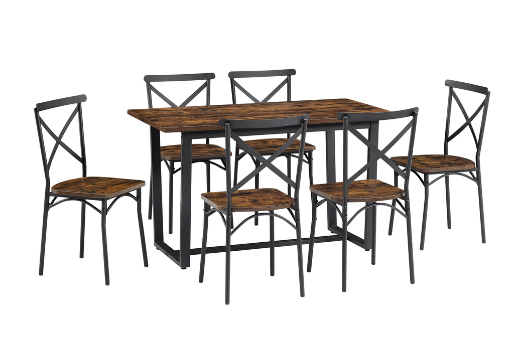 7 Pieces Dining Set 7-Piece Kitchen Table Set Perfect for Kitchen Breakfast Nook Living Room Occasions eprolo