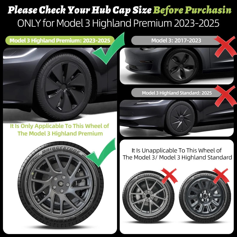 MOTENIO 18-Inch Wheel Covers for Model 3 Highland – Set of 4