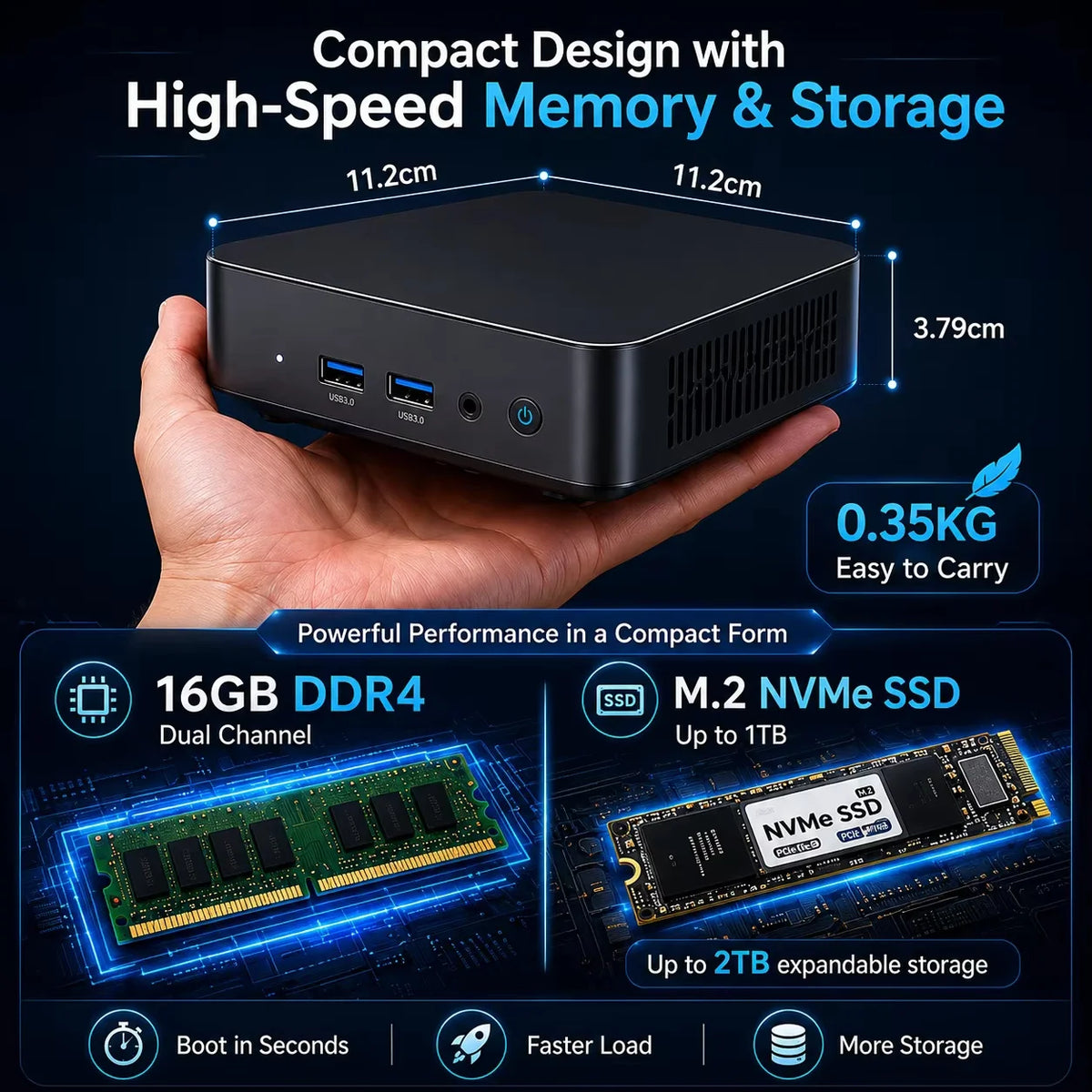 Windows Mini PC — Core i9-8950HK or Core i3-6100U