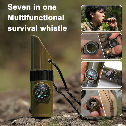 7 in 1 Survival Whistles Survival Whistle Emergency Emergency Whistles with Compass and Thermometer for Outdoor Hiking Camping eprolo