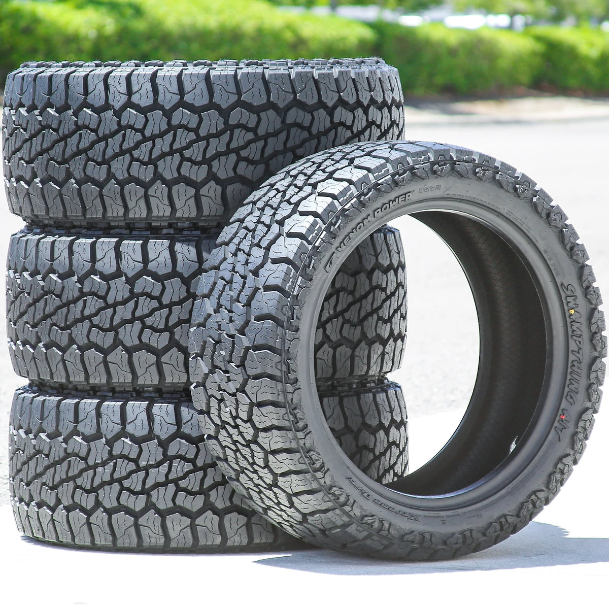 Venom Power Swampthing A/T Xtreme Dirt LT 33X12.50R22 Load Range F AT Tires – Set of 4