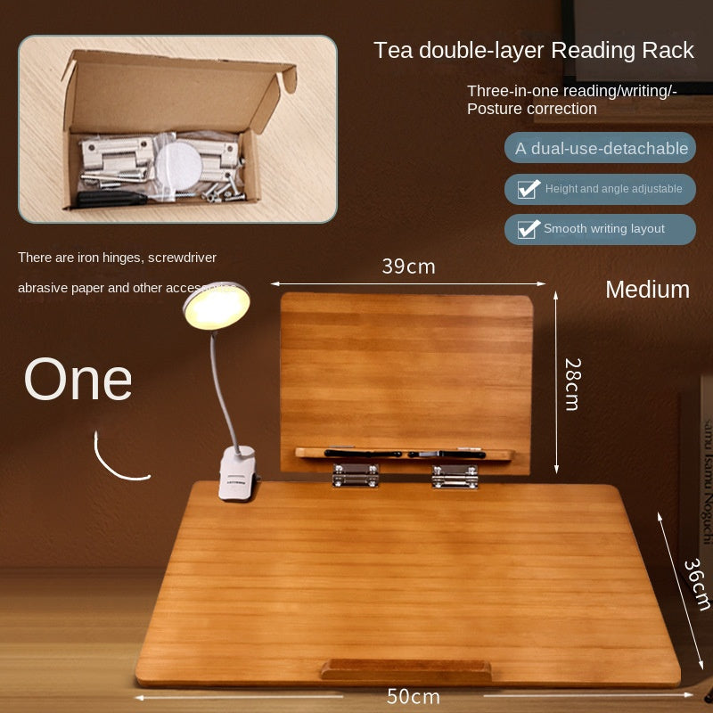 Double-Layer Writing Board,Adjustable Tilt Book Rack Wooden Reading Stand eprolo