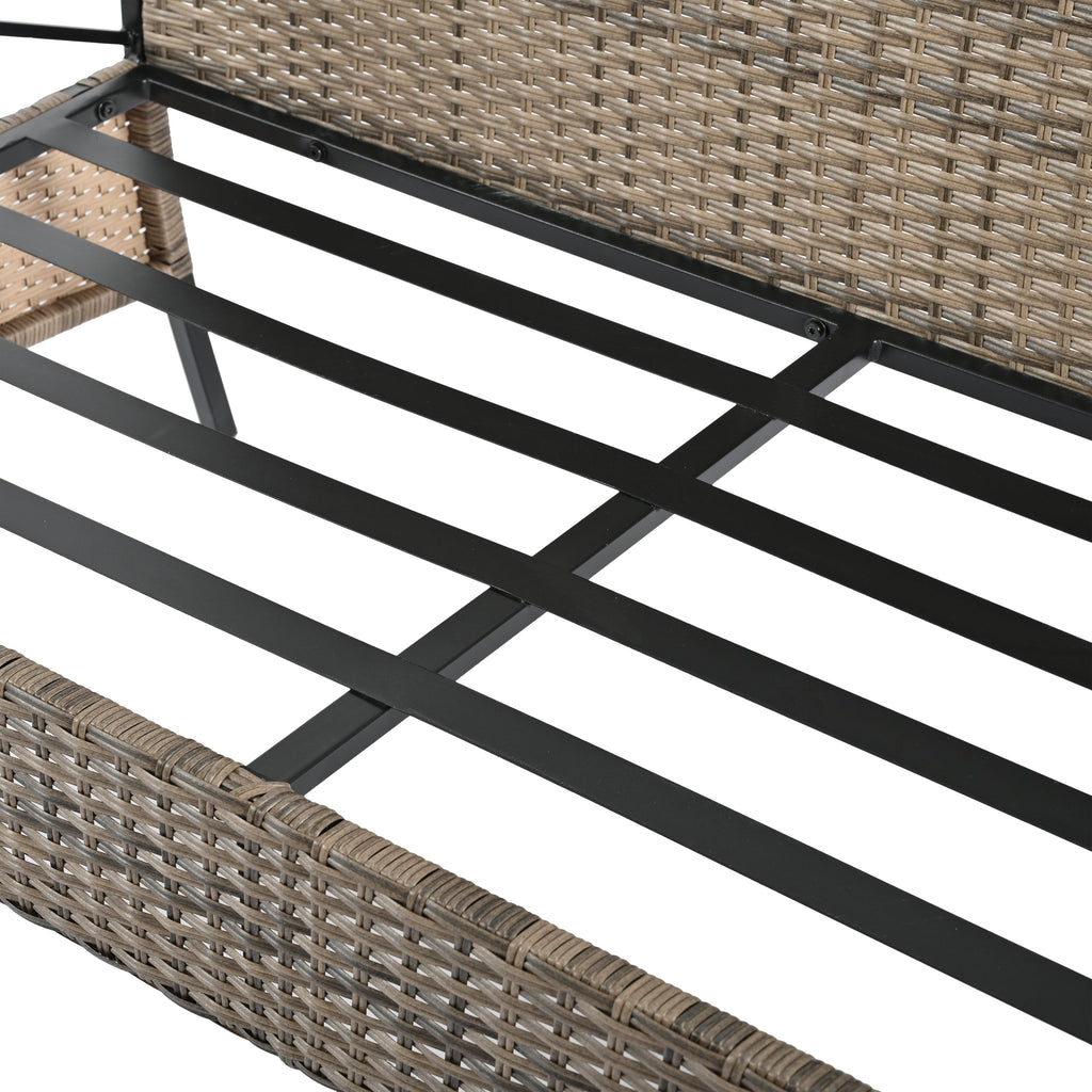 Patio Furniture, Outdoor Furniture, Seasonal PE Wicker Furniture, Four Set Wicker Furniture With Black Metal Table eprolo