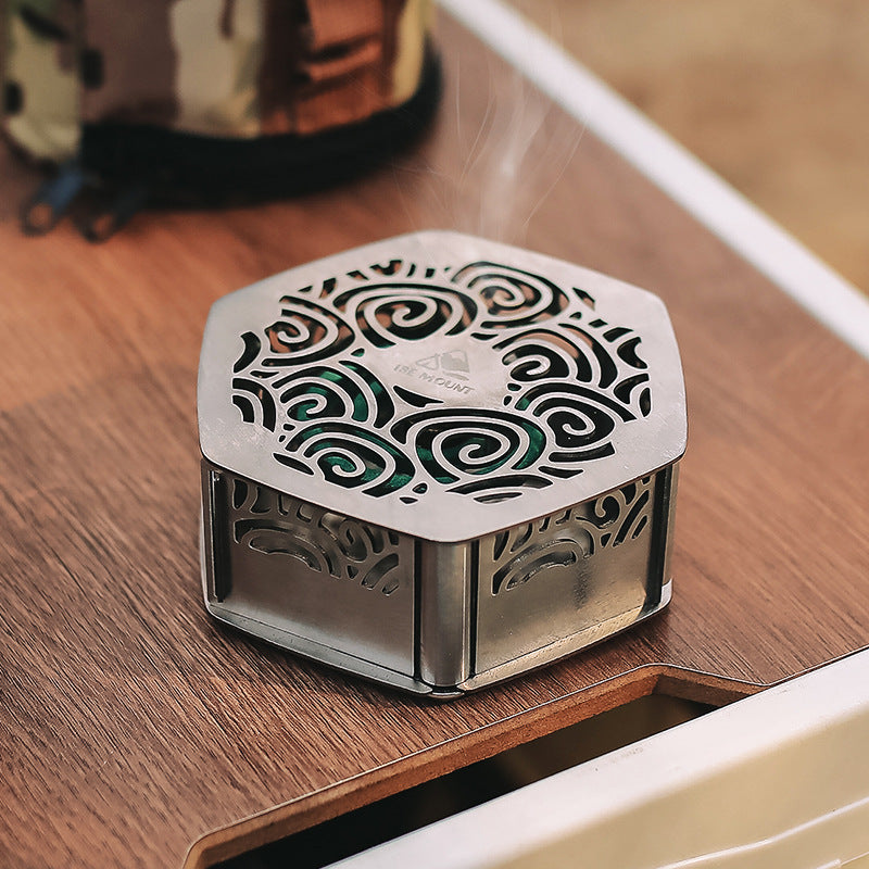 Outdoor Magnetic Mosquito Incense Box Camping Portable Stainless Steel Windproof Hollow Multi functional Mosquito Incense Plate eprolo