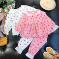 Kids Girls Summer Pajamas Children Sleepwear Baby Pajamas Sets Girls Flower Lace Cotton Nightwear Clothes Kids Clothing 2-7Y eprolo