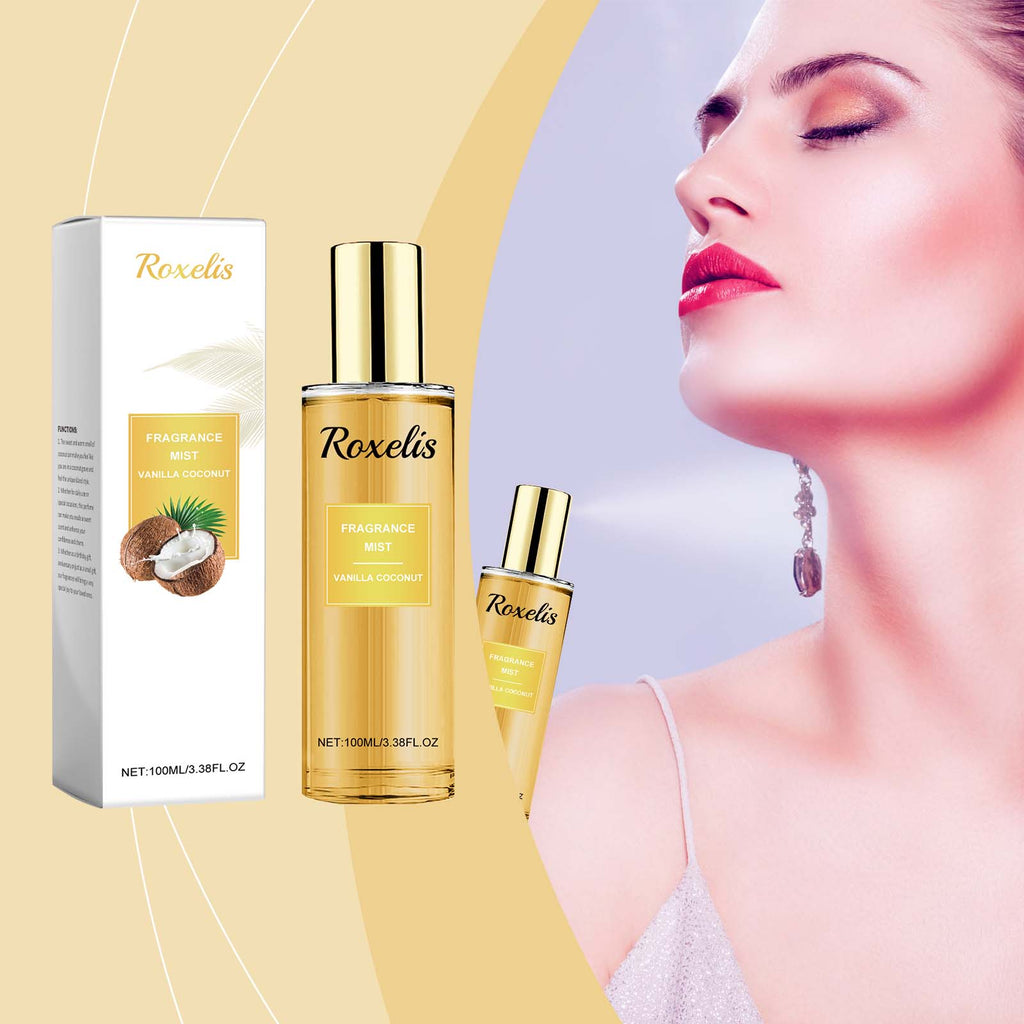 Roxelis Vanilla Coconut Fragrance Spray Long Lasting Fragrance Refreshing Body Spray Floral Fruit Fragrance Refreshing Body Fragrance eprolo