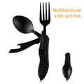Multifunctional camping tableware stainless steel knife fork spoon, outdoor portable survival eating tools eprolo