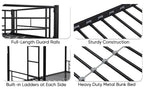 Twin bunk bed frame with trailer, metal bunk bed with sturdy guardrail and side ladder, can be divided into two beds, black eprolo
