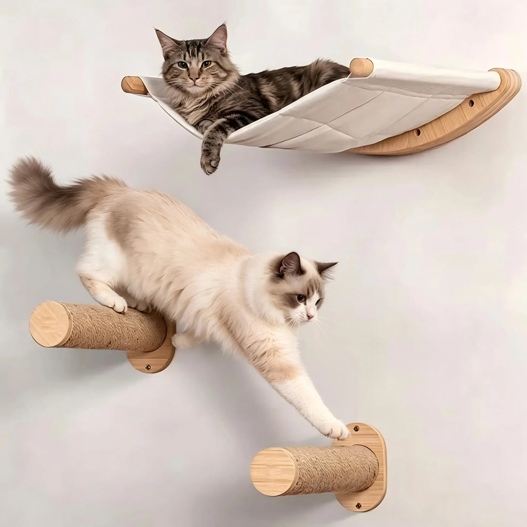 Wall-Mounted Cat Hammock & Climbing Shelf Set