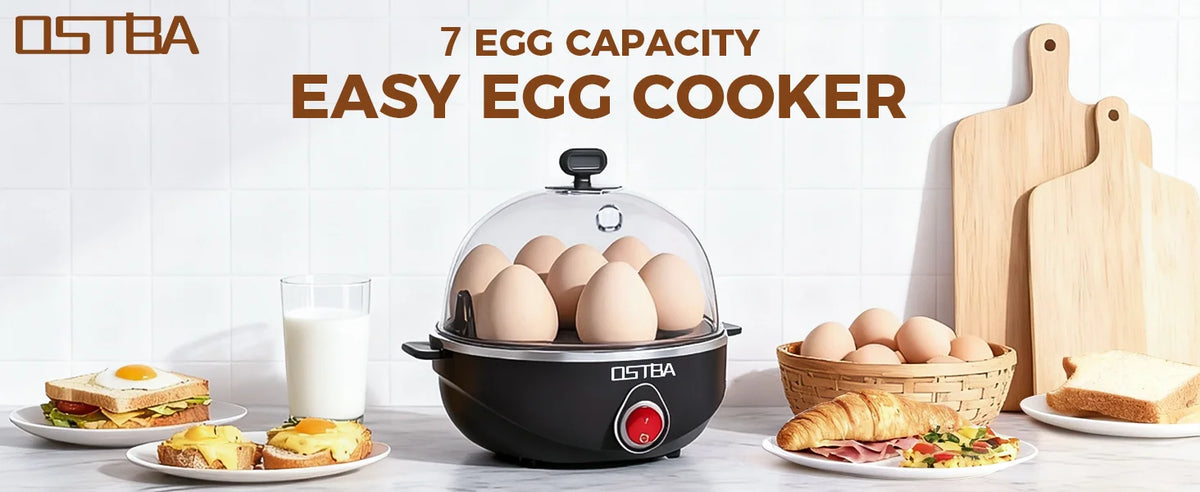 Electric 7-Egg Cooker with Auto Shutoff – Black