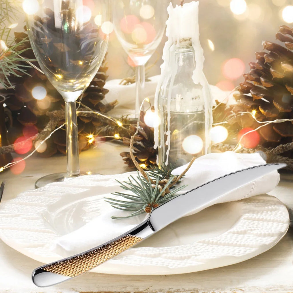 Hammered-Handle Stainless Steel Flatware Sets