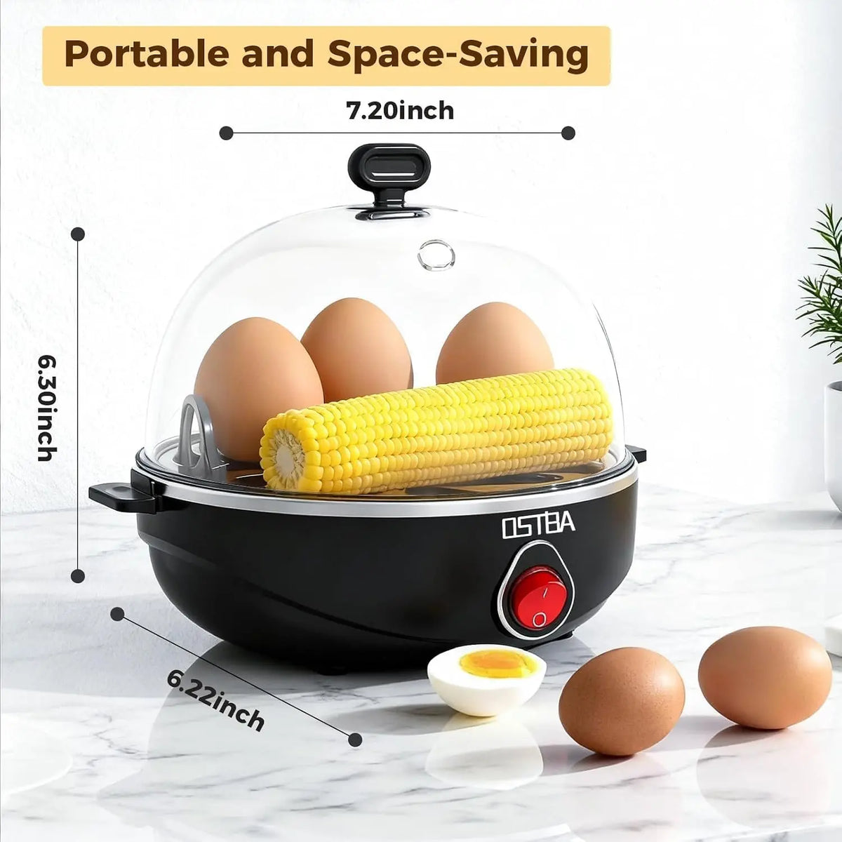 Electric 7-Egg Cooker with Auto Shutoff – Black