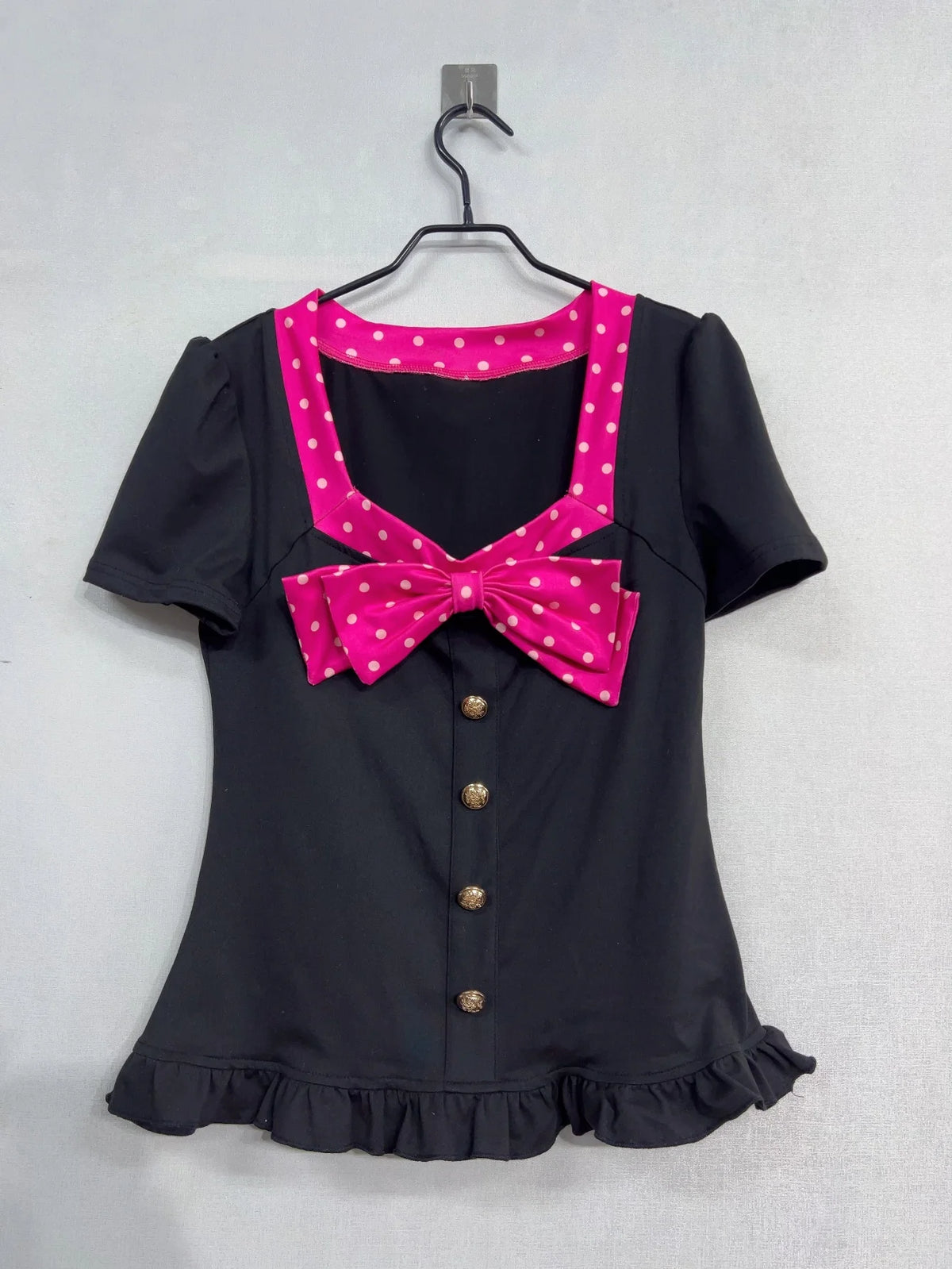 Women's Bow Top and Tiered Mini Skirt Set — Rose Red