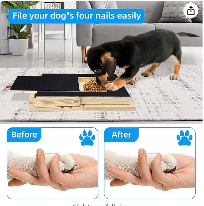 Adjustable Wooden Dog Nail Scratch Board with Treat Drawer