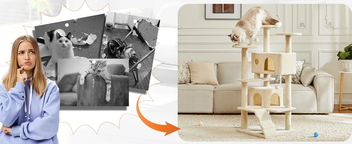 JHK 54" Cat Tree with Sisal Scratching Posts