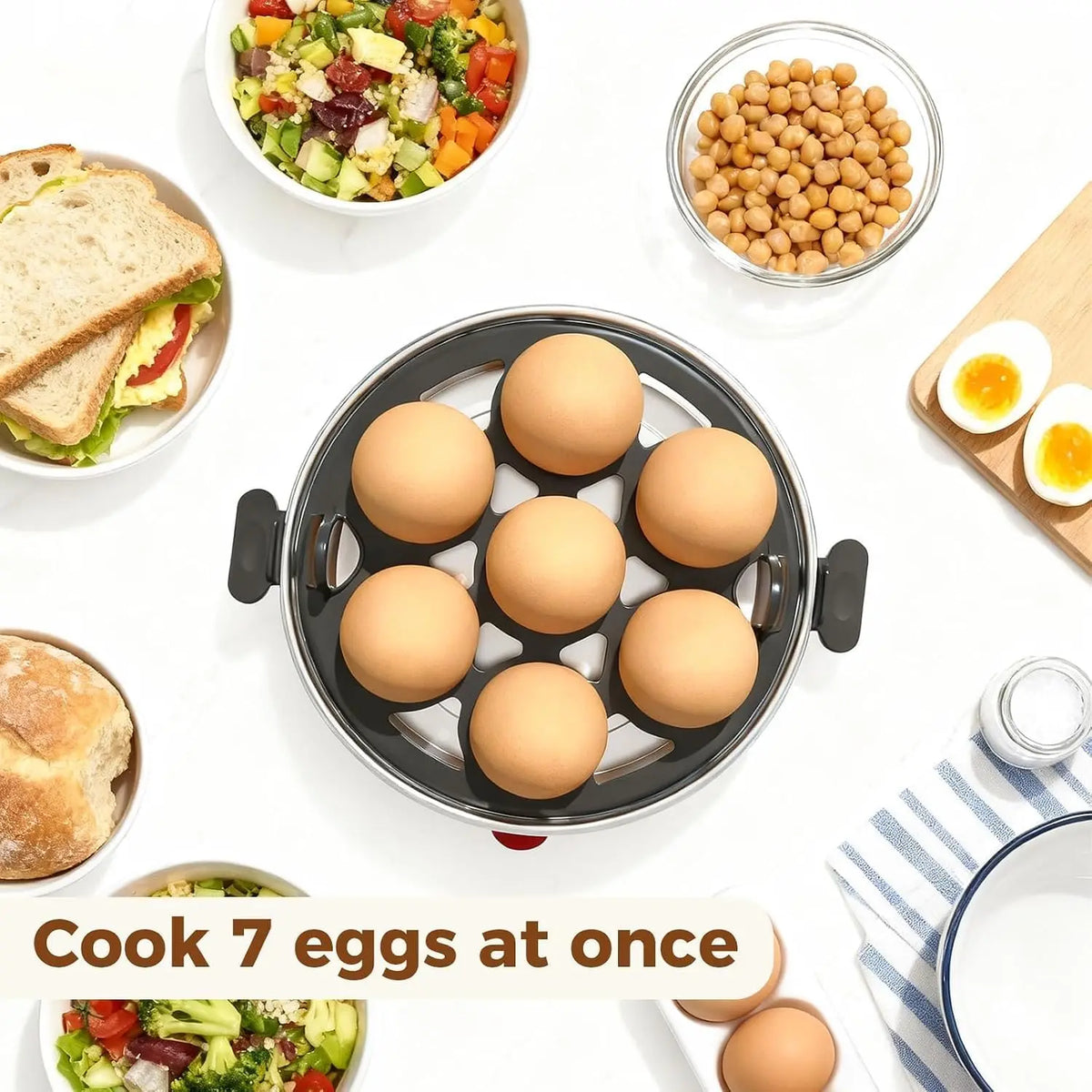 Electric 7-Egg Cooker with Auto Shutoff – Black