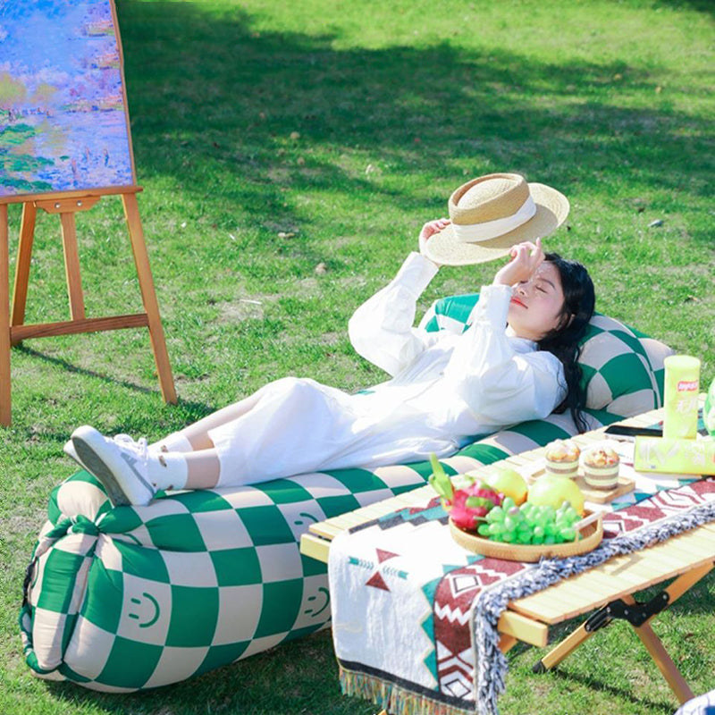Outdoor lazy inflatable sofa, portable air mattress, single person recliner, camping inflatable bed, camping eprolo