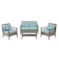 Patio Furniture, Outdoor Furniture, Seasonal PE Wicker Furniture, Four Set Wicker Furniture With Black Metal Table eprolo