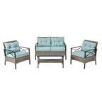 Patio Furniture, Outdoor Furniture, Seasonal PE Wicker Furniture, Four Set Wicker Furniture With Black Metal Table eprolo