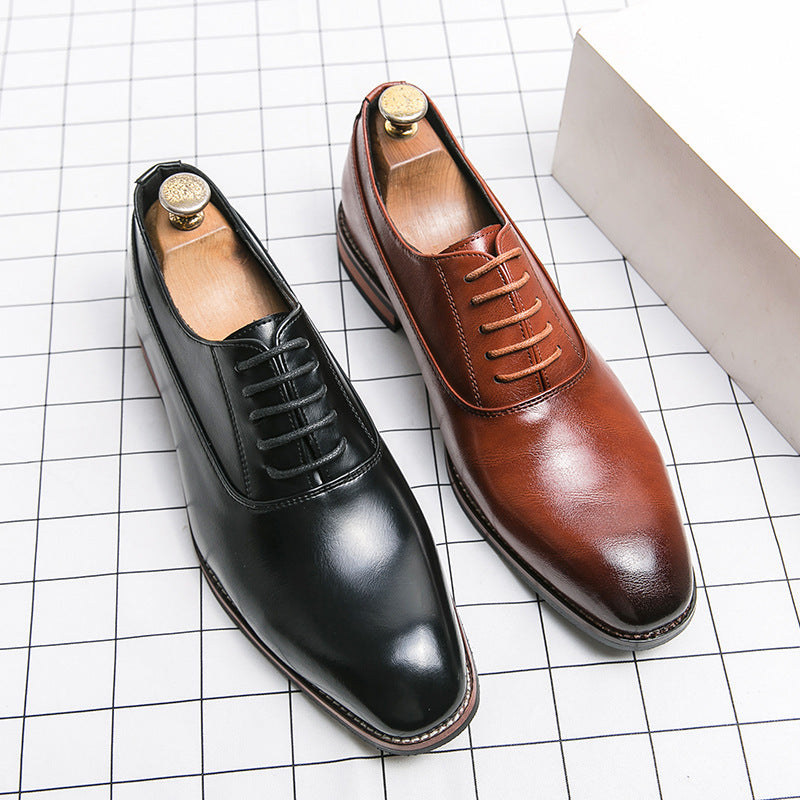 Casual shoes, leather shoes, men's formal wear, men's shoes, lace up business pointed leather shoes eprolo