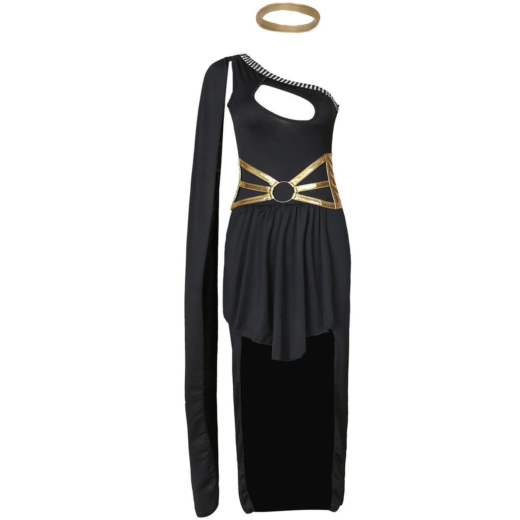 Single Shoulder Greek Goddess Halloween Costume Egyptian Queen Theme Party Dress Stage Performance Gown S-XL eprolo