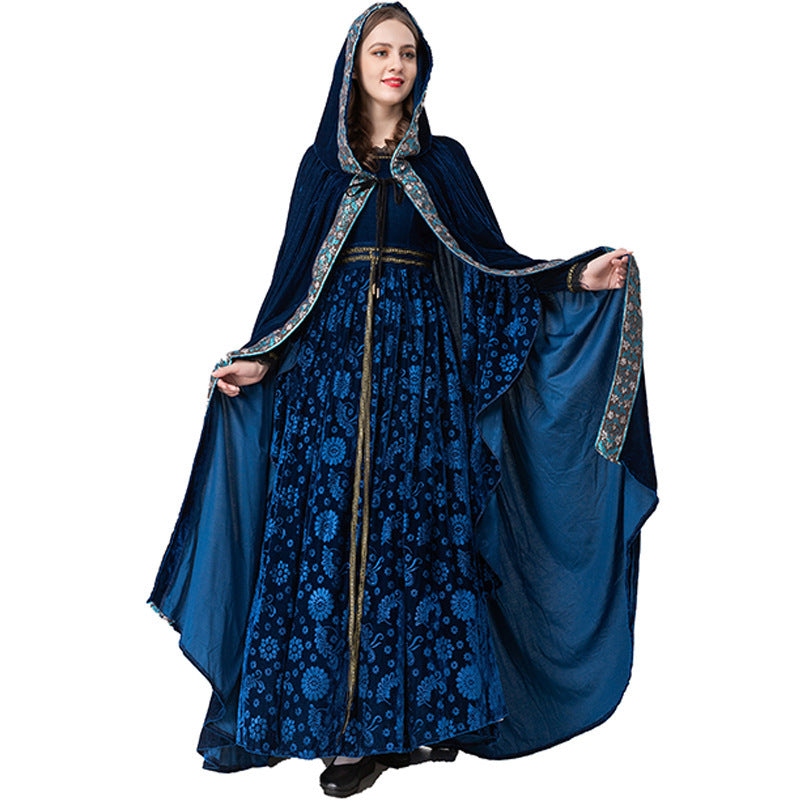 S-XL HalloweenMedieval Vintage Court Dress Cosplay Witch Stage Performance Costume eprolo
