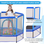55'' Toddlers Trampoline with Safety Enclosure Net and Balls, Indoor Outdoor Mini Trampoline for Kids eprolo