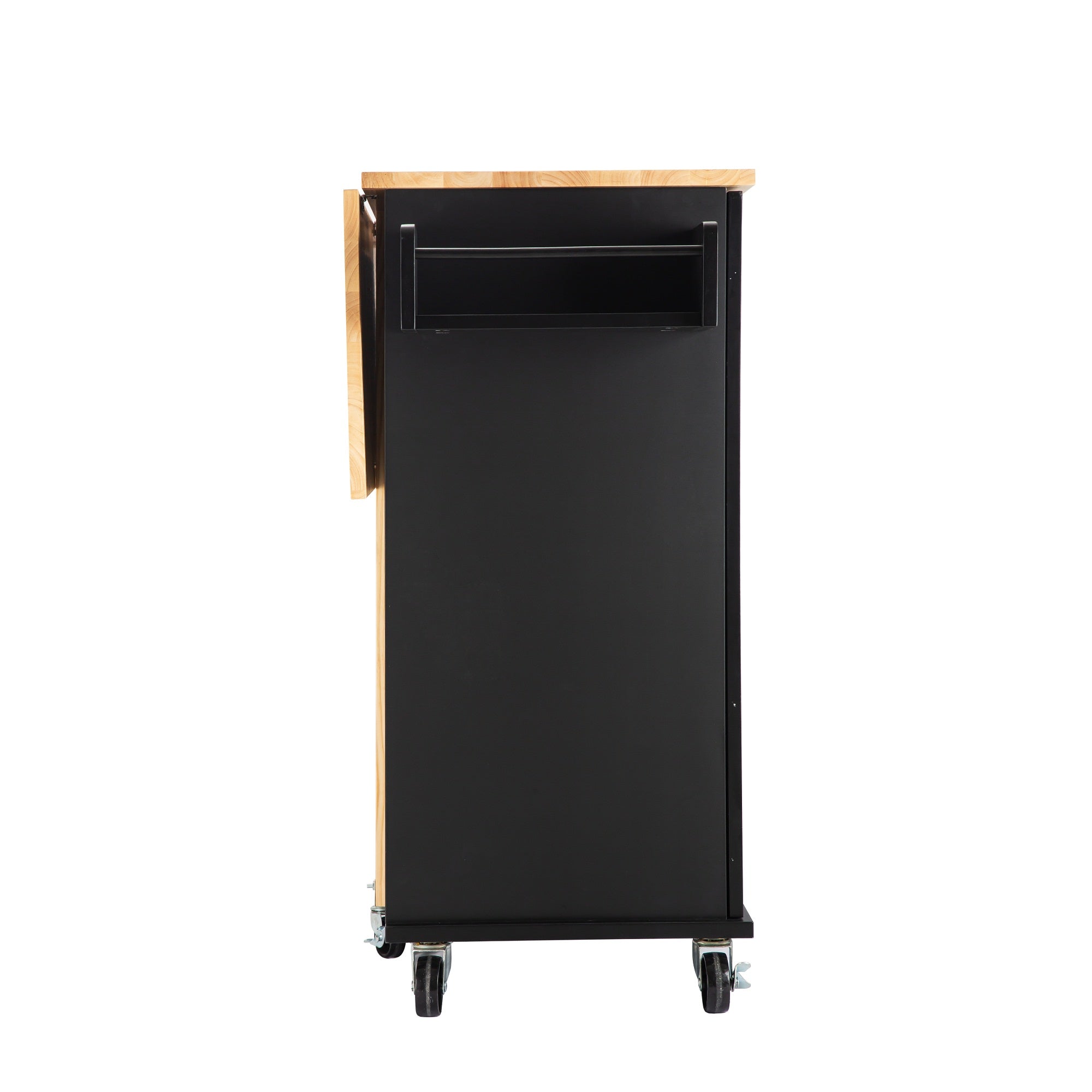 Kitchen Island & Kitchen Cart Mobile Kitehcn Island with Extensible Rubber Wood Table Top eprolo