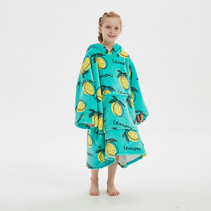 Kids Unisex Winter Warm Double Layers Sherpa Fleece TV Pocket Hoodies Blanket Hoodie Snuggle with Sleeves eprolo