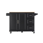 Kitchen Island & Kitchen Cart Mobile Kitehcn Island with Extensible Rubber Wood Table Top eprolo