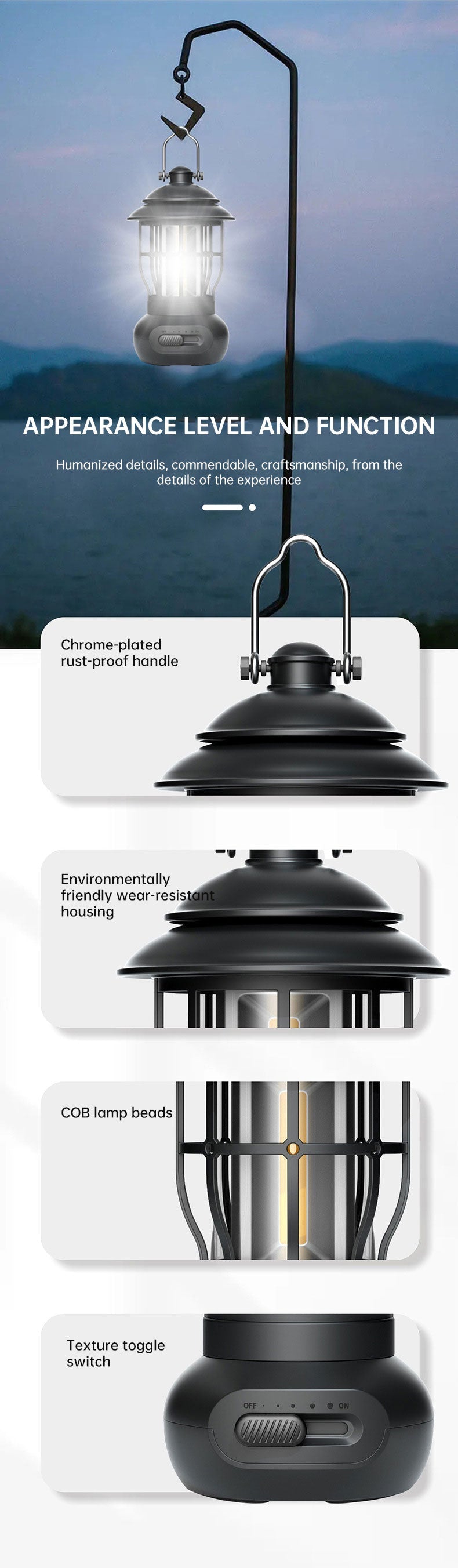 Camping Ligjt Outdoor  Ambience Lighting Camping Light Vintage Horse Light Gift USB Charging Tent Camp Lamp eprolo