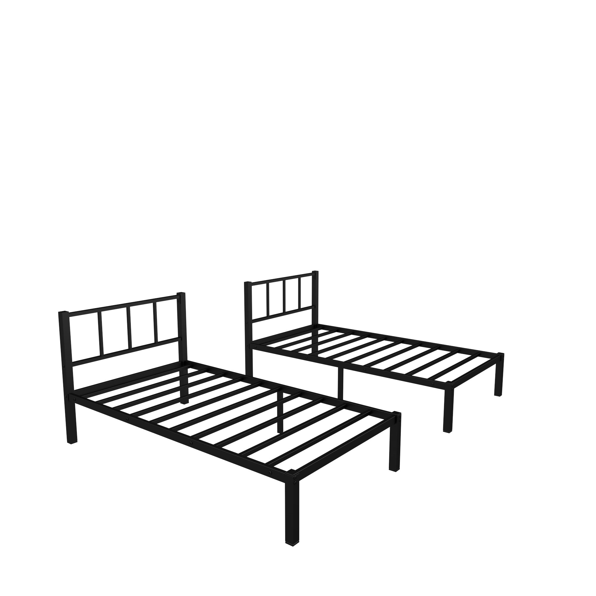 Twin over Twin & Twin Bunk Beds for 3, Twin XL over Twin & Twin Bunk Bed Metal Triple Bunk Bed, Black eprolo