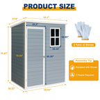 5x3ft Resin Outdoor Storage Shed Kit-Perfect to Store Patio Furniture Grey eprolo