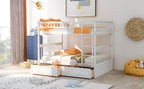 Full over Full Bunk Bed with Drawers  Convertible Beds  White eprolo