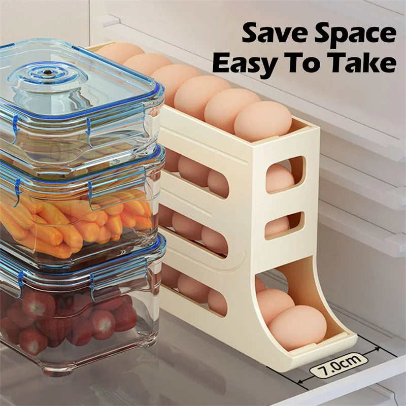 Refrigerator Egg Storage Box Automatic Scrolling Egg Holder Kitchen Large Capacity Dedicated Rolling Egg Storage Box for Kitchen eprolo