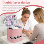 Portable 30-Compartment Nail Organizer Case with Polish & Oil Bags, All-in-One Manicure Tools & Cosmetic Storage Kit eprolo