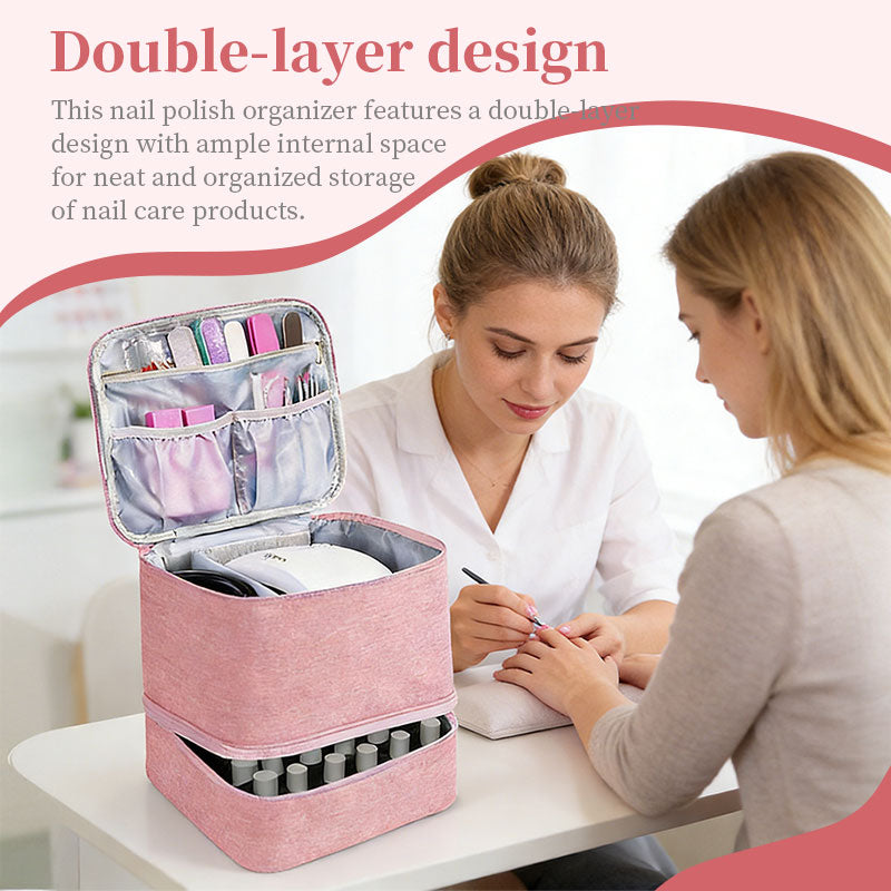 Portable 30-Compartment Nail Organizer Case with Polish & Oil Bags, All-in-One Manicure Tools & Cosmetic Storage Kit eprolo