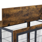 Furniture Style Dog Crate Side Table on Wheels with Double Doors and Lift Top. Rustic Brown, 31.50'' W x 22.05'' D x 25'' H. eprolo
