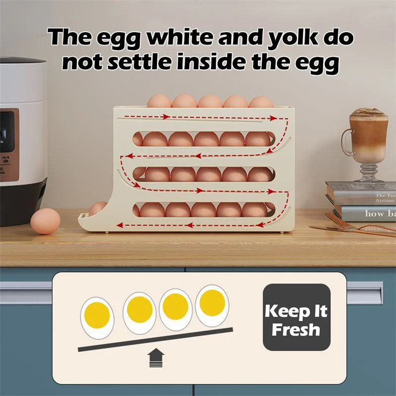 Refrigerator Egg Storage Box Automatic Scrolling Egg Holder Kitchen Large Capacity Dedicated Rolling Egg Storage Box for Kitchen eprolo