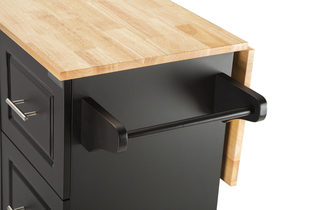 Kitchen Island & Kitchen Cart Mobile Kitehcn Island with Extensible Rubber Wood Table Top eprolo