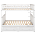 Full over Full Bunk Bed with Drawers  Convertible Beds  White eprolo