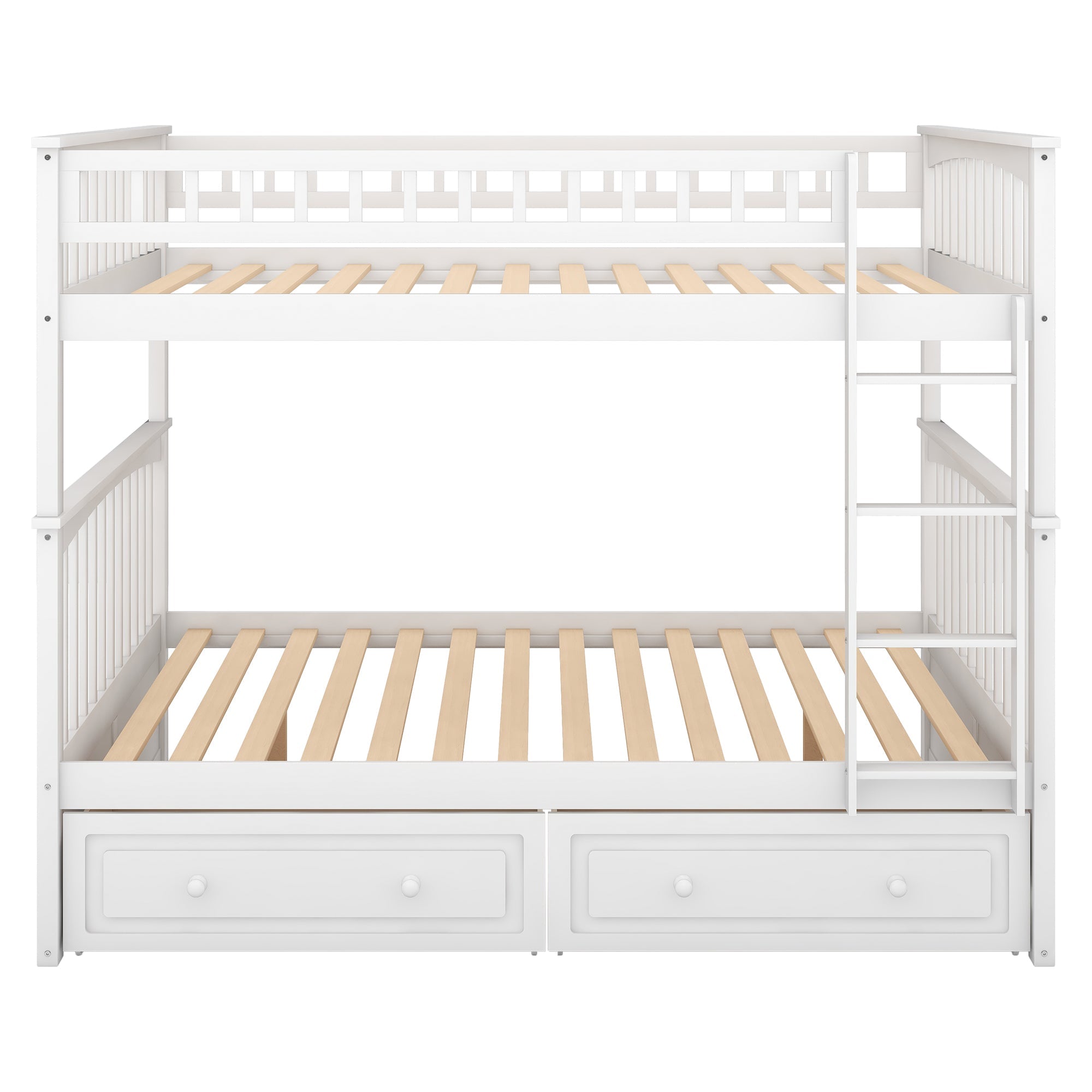 Full over Full Bunk Bed with Drawers  Convertible Beds  White eprolo