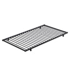 Twin bunk bed frame with trailer, metal bunk bed with sturdy guardrail and side ladder, can be divided into two beds, black eprolo