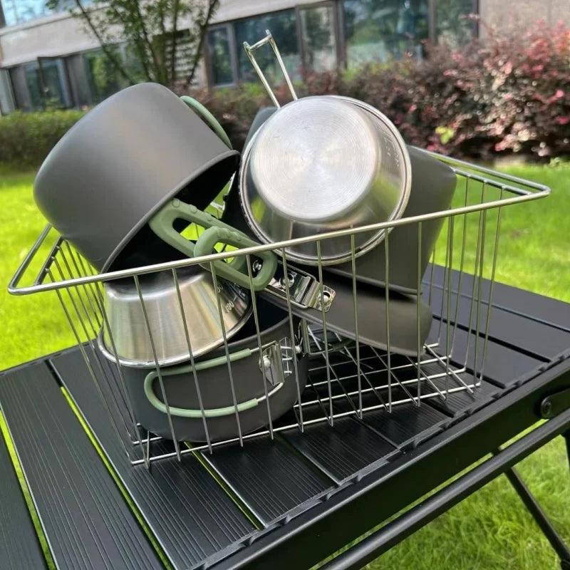 IGT Stainless Steel Folding Basket: Drain & Wash, Ideal Camping Table Accessory. eprolo