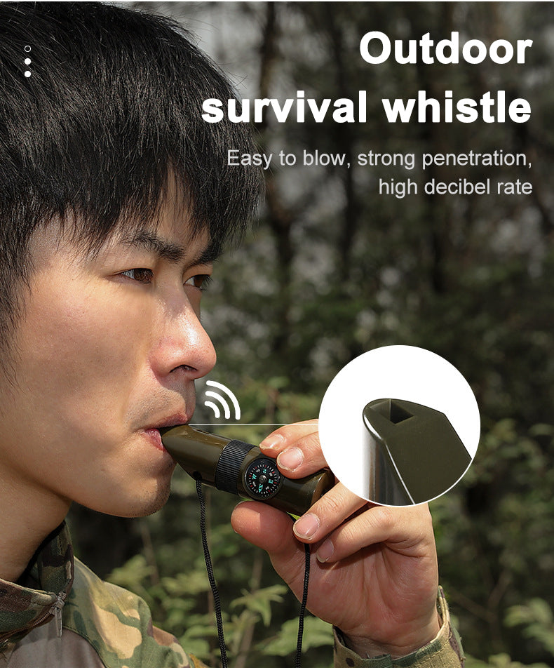 7 in 1 Survival Whistles Survival Whistle Emergency Emergency Whistles with Compass and Thermometer for Outdoor Hiking Camping eprolo