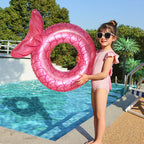 Swimming Ring Mermaid with Backrest Inflatable Swimming Ring Pool Floaters Water Play Tube Mattress Toys for Adult Kids eprolo
