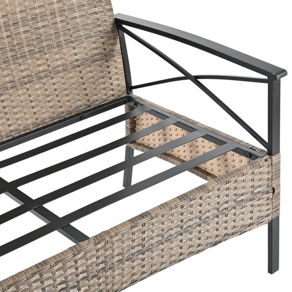 Patio Furniture, Outdoor Furniture, Seasonal PE Wicker Furniture, Four Set Wicker Furniture With Black Metal Table eprolo