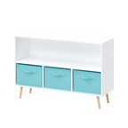Kids bookcase with Collapsible Fabric Drawers Children's Book Display Toy Storage Cabinet Organizer White/Blue eprolo