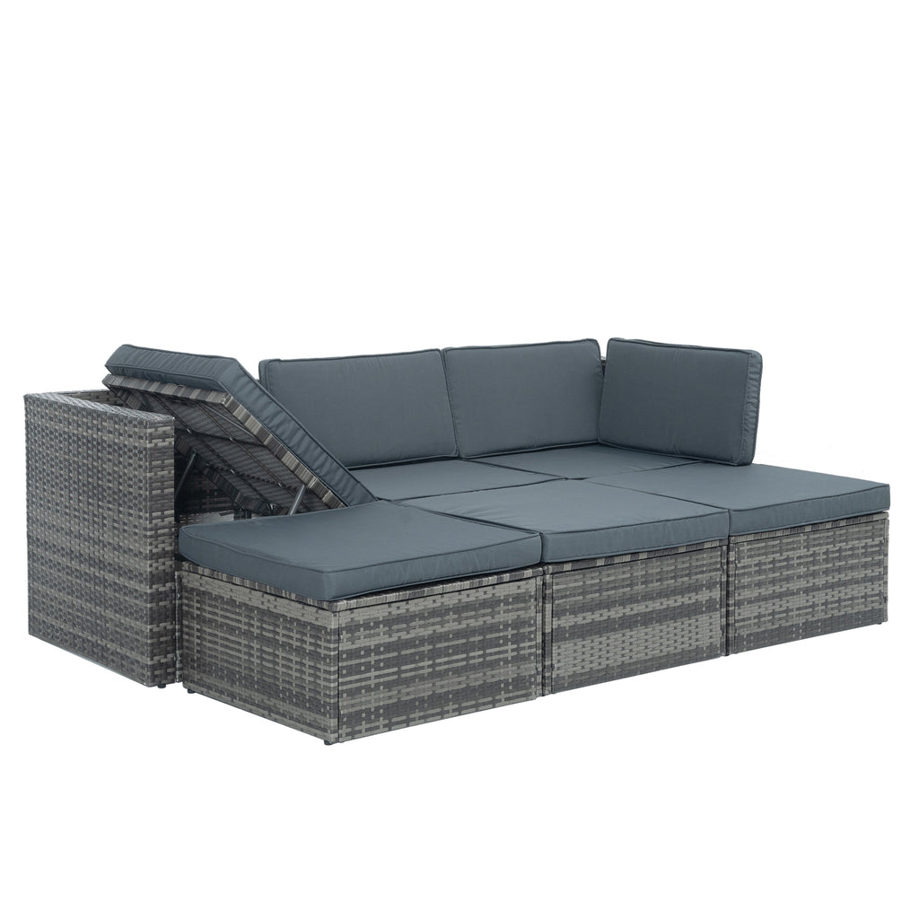 Patio Furniture, Outdoor Furniture, Seasonal PE Wicker Furniture,5 Set Wicker Furniture With Plywood Coffee Table eprolo